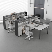 Ensemble de bureau moderne MEKIA en PVC pour 4 personnes, avec armoire, chaise de bureau, bureau informatique, tiroirs ignifuges verrouillables