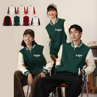 Veste de baseball unisexe à contraste de couleurs, bordure côtelée, poches, logo personnalisé, veste de sport