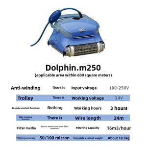 Máy làm sạch hồ bơi thông minh Dolphin M250, thiết bị hút bụi đáy hồ, lọc nước, máy làm sạch hồ bơi bằng nhựa cho hồ bơi - Product Image 6