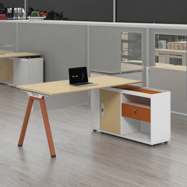 Contemporary Nordic Workstation Multi Functional Side Large Storage Cabinet Design 1 Person Small Desk for Office