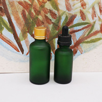 Flacon en verre vert givré, 30ml, 1oz, avec compte-gouttes, 30ml, livraison gratuite