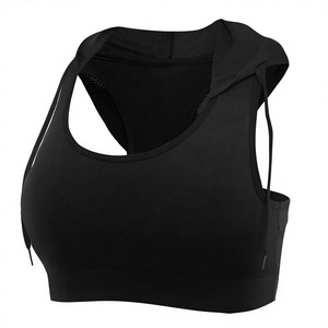 Soutien-gorge de sport respirant à séchage rapide pour la course, vente en gros, pour filles, asymétrique, maintien élevé, yoga, fitness, en spandex, sans couture, avec nœud, col rond, rouge - Product Image 2