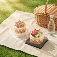Boîtes à gâteaux transparentes en plastique pour desserts, contenants transparents en PET pour gâteaux, boîte à gâteaux en PET pour café et boulangerie, personnalisables