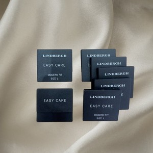 Custom Sustainable Cotton Woven Care <b>Label</b> Brand Logo <b>Garment</b> Satin <b>Labels</b> Silk Screen Printed Fashion Hot Selling Black Main - Product Image 2