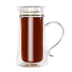 Nouvelle arrivée carafe en verre à double paroi résistante à la chaleur <span class=keywords><strong>avec</strong></span> poignée - Product Image 1