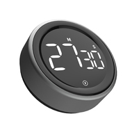 Minuteur de cuisine électrique magnétique en métal HAPTIME, écologique, à bouton circulaire, grand affichage LED numérique, compte à rebours