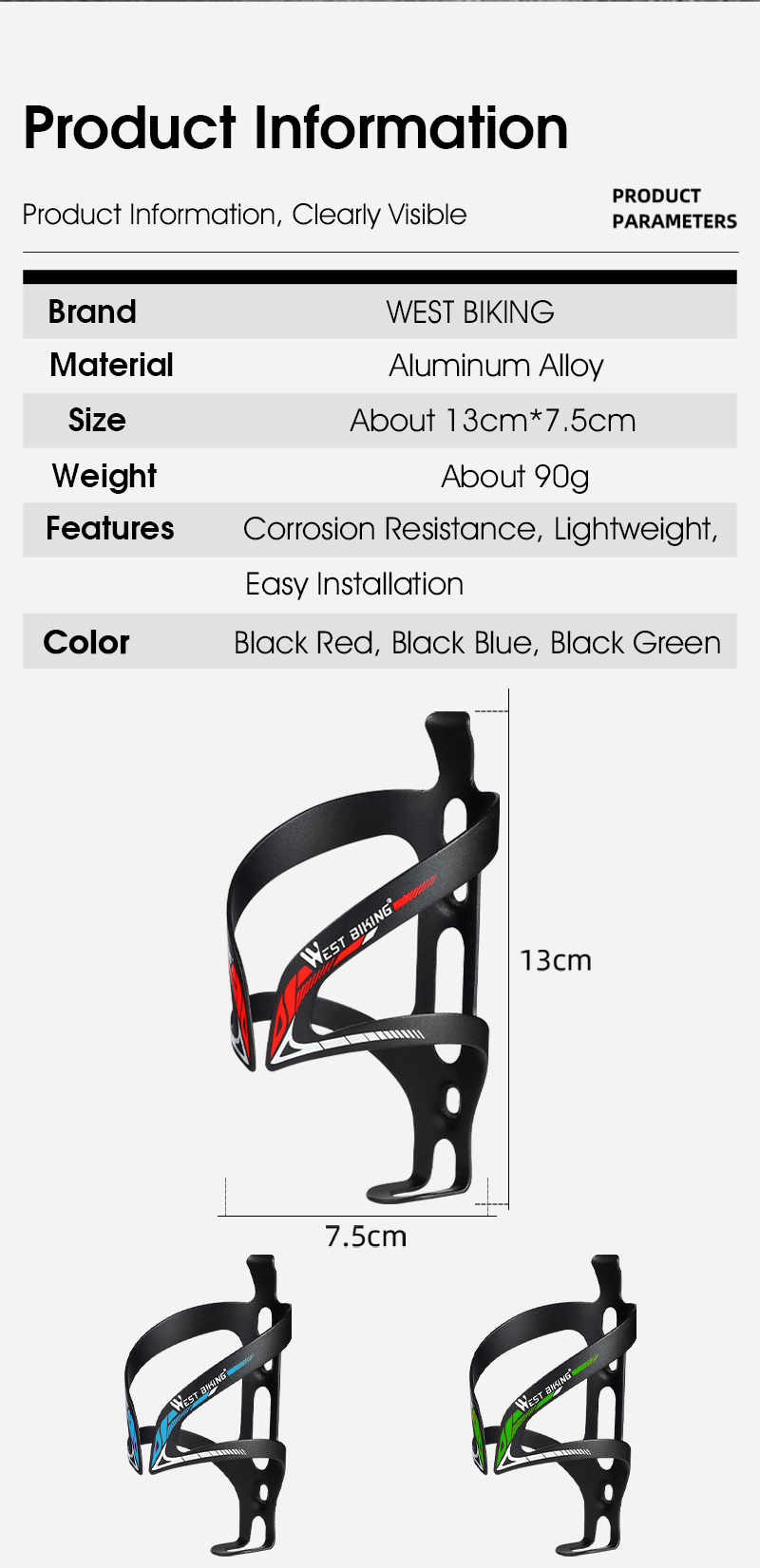 WEST BIKING Bike Bottle Holder Ultralight Aluminium Alloy Bicycle Water Bottle Cage Bike Holding Rack Cage Bicycle Bottle Holder
