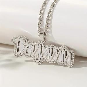 สร้อยคอชื่อสั่งทำ สแตนเลสชุบทอง 18K สองชั้น ประดับเพชรซิร์คอน จี้ชื่อแบบส่วนตัว ของขวัญเครื่องประดับสำหรับผู้หญิง - Product Image 3