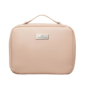 Sac à cosmétiques imperméable de grande capacité avec compartiment pour pinceaux, pour le voyage et le rangement à domicile, matériau PU de couleur unie - Product Image 3