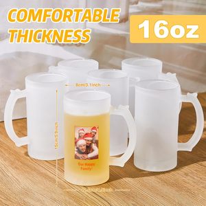 16OZ Frosted Clear Beer <strong>Mugs</strong> Wholesale 450ml <strong>Large</strong> Custom Logo Glass Beer <strong>Mugs</strong> With Handle - Product Image 3