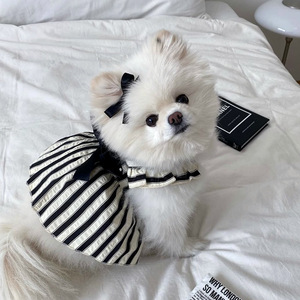 Vestido a Rayas con Lazo para Perros y Gatos, Estilo Casual de Verano, <span class=keywords><strong>Ropa</strong></span> para Perros Pequeños como Bichón, Pomerania, Teddy y Yorkshire - Product Image 2
