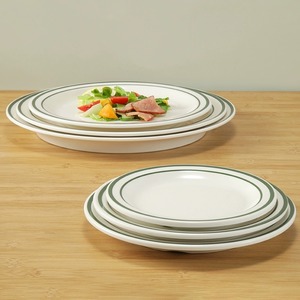 Green Rim Round <span class=keywords><strong>Restaurante</strong></span> Platos Juegos Vajilla Platos modernos Para <span class=keywords><strong>restaurante</strong></span> Platos de melamina irrompibles - Product Image 5