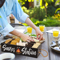 Poli S'mores Station Box Kit Rustique Camping Décor Caddy De Stockage pour Fire Pit Maker Ferme Cuisine Bar Titulaire BBQ Caractéristiques