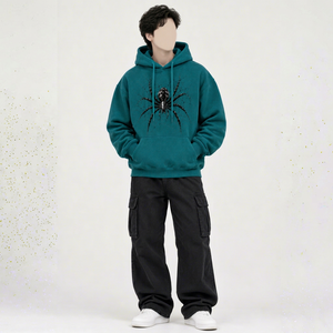 Sudadera con Capucha Oversize Unisex de Invierno con Diseño de Araña, Logotipo Personalizado, 100% Algodón, Gruesa, para Ropa Urbana - Servicio OEM, Colores Personalizados - Product Image 1