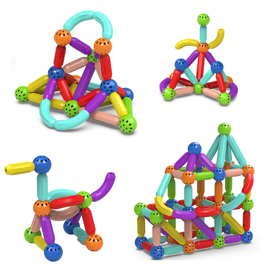 New design Early Education Insert Magnetic Assembly Variable Magnetic Rod colorful Magnetic Building Blocks