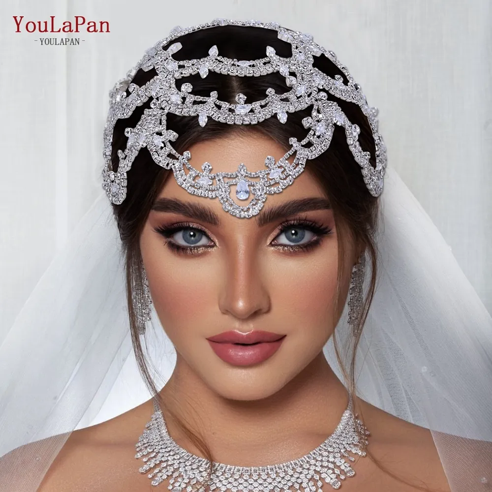 Yulmu hp480 tiara para casamento feminina, acessório para cabeça e cabelo, joia de brilho strass turbante