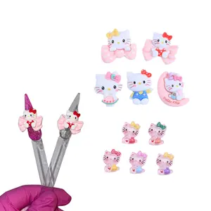 Selamat malam Aksesori DIY kucing lucu Hello Kitty, jimat kuku kartun Mini karakter untuk