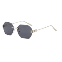 Nouvelles Lunettes de Soleil Rétro Sans Monture UV400 Amincissantes Style Instagram Tendance Transfrontalière Haut de Gamme Vente en Gros pour Femmes 2026