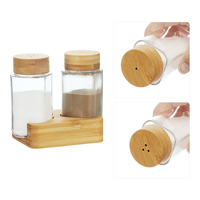 Ensemble de pots en verre écologiques de 100 ml (4 oz) pour sel, poivre et épices en poudre, avec couvercle en bambou perforé et support