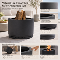 Brasero cylindrique en fer haut avec motif de ventilation en losange et support à bûches, brasero extérieur en fer pour brûler du bois