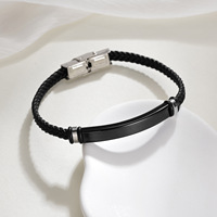 Mode personnalisé tressé Bracelet Bracelet en cuir en acier inoxydable Bracelet homme et femme lettrage gravé Logo en gros