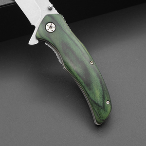 Cuchillos plegables con mango de madera grabado, hoja de acero inoxidable para acampar al aire libre, cuchillo de bolsillo, OEM personalizable - Product Image 5