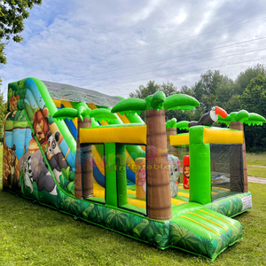 Castillo inflable gigante para niños con tobogán de jungla, casa de brinco inflable para exteriores. - Product Image 4