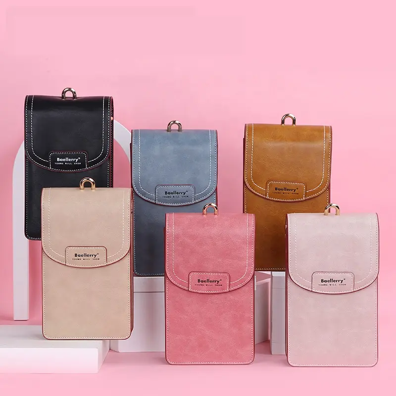 Mini bolso de mano Vertical para mujer, cartera multifunción con cremallera larga, bolso de hombro para teléfono