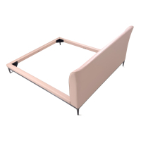 Italienisches Minimalistisches Gestepptes Lederbett mit Liegefunktion, Schlankem Metallgestell und Moderner Luxus-Polsterung für Villa-Schlafzimmer