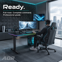 Bureau de jeu AOR RGB, bureau électrique réglable en hauteur, bureau d'ordinateur LED, table de jeu assis-debout, bureau PC, vente en gros d'usine