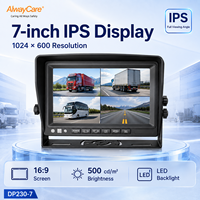 Moniteur de véhicule AlwayCare 7 pouces 4 canaux AHD LCD TFT à écran partagé quadruple avec prise en charge USB, large plage de tension CC 12-36V pour camion et bus