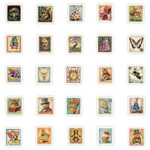 50 piezas Vintage dibujos animados cuento de hadas ilustración Reino Unido mariposa Australia canguro franqueo Koala sello pegatina - Product Image 5