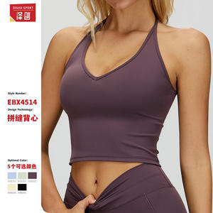 Soutien-gorge de sport Disko Sport pour femme, col halter, dos ouvert, col en V, ajustement moulant, anti-transpiration, respirant, séchage rapide, extensible dans quatre directions - Product Image 2