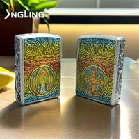 Briquet à kérosène métallique créatif, anti-vent à six faces, avec motif en relief, tendance, idéal comme cadeau, direct usine
