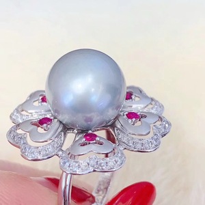 Nuevo Anillo de Plata de Ley S925 con Oro K y Perlas Naturales de 12-13 mm, Acabado Esmerilado, Similar al Oro K, Elegantes Anillos de Perlas - Product Image 2