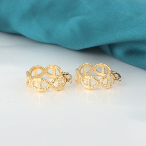 yunnique Hoop Earrings Gold 18K Geometric Elliptical <b>Ring</b> Fashionable Retro Style - Product Image 4