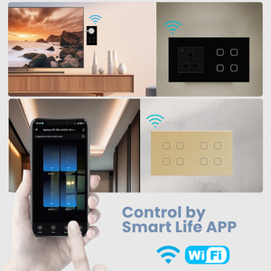 Smartdust OEM nuevo diseño 86*157 <span class=keywords><strong>Alexa</strong></span> 220V inteligente WiFi interruptor eléctrico de vidrio doble Polo pared táctil duradero nuevo Ewelink Tuya - Product Image 3