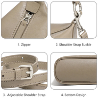 Sac à bandoulière Hobo en cuir véritable pour femmes avec fermeture éclair et sangle réglable pour les sorties quotidiennes Logo personnalisé OEM ODM