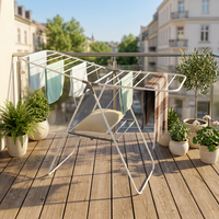 Séchoir à linge pliable double niveau en métal portable pour extérieur, étagère à serviettes antidérapante pour balcon, fourni par l'usine