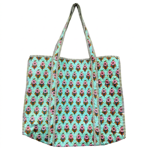 Bolsa de Compras Textil con Estampado Floral Grande, Asa para el Hombro y Cierre con Cordón, para Uso Diario - Product Image 1