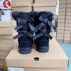 2024 Outdoor Winter warme Stiefel Damen Strass Schafswolle Schuhe Schafsfell gefüttert Schnee Glitzer Stiefel lange Wollstiefel - Product Image 5