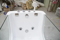 Baignoire Bébé Autoportante en Acrylique, Baignoire de Massage Thermostatique d'Intérieur pour Bébé avec Fenêtre en Verre, Spa Piscine pour Enfants
