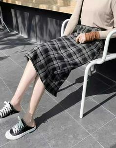 Bolso de media longitud de primavera y verano para mujer, falda a la cadera, transpirable, rayas a cuadros, Rash Guard, Stock disponible - Product Image 5