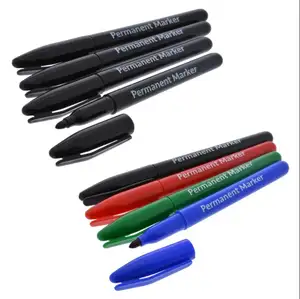 Office School Supplies 4 Colors Round tip oil Ink Black Blue Red Permanent Marker for All Surface