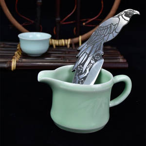 จีน Longquan ปลอมแปลงกุ้งฟูอุปกรณ์พิธีชงชาใบมีดชานกแก้วสแตนเลส - Product Image 6