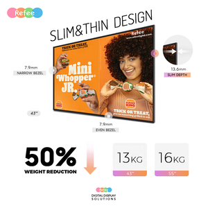 จอแสดงผลโฆษณาดิจิทัล OEM ขนาด 32/43/55 นิ้ว 4K QLED ระบบแอนดรอยด์  พร้อมเคสโลหะสีดำ รองรับ WiFi รุ่น A43W สำหรับแสดงโฆษณา - Product Image 4