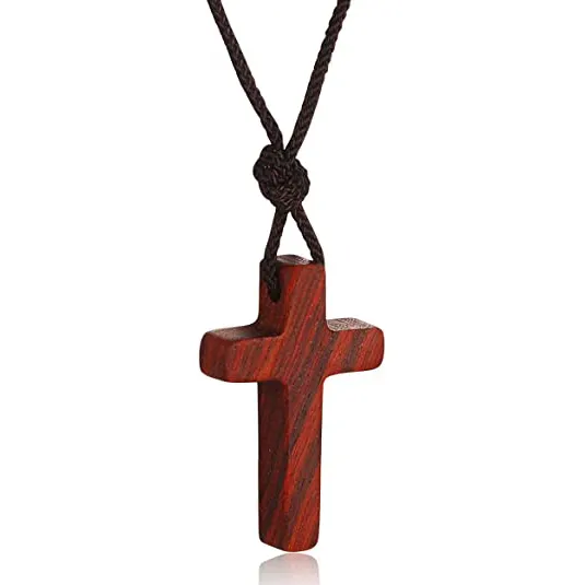 Collier pendentif croix naturelle Garçons filles dames Hommes collier croix en bois