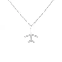 Wholesale Chris April fine jewelry minimalist925 sterling silver white gold  plated airplane pendant necklace From m.