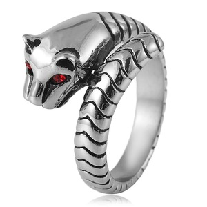 yunnique Stainless Steel <b>Cat</b> <b>Ring</b> Red Eyes Men's Animal Zodiac Jewelry Gift Style - Product Image 1