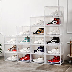 Custom Stackable Display Giant Clear shoe box Transparent Magnetic Acrylic Basketball Plastic Storage Shoe Sneaker ShoeBox